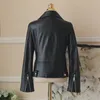 Spring Autumn Fashion Women Black Pu Leather Jacket Short Coat Slim Outwear Faux Motor Jackets with Belt 210430