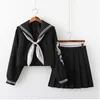 고딕 양식의 2 피스 여름 JK 유니폼 카와이 ​​하이 허리 스커트 세트 패션 Vintgae Harajuku College Y2K Ins Pleated Women Suit 210608