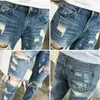 Mannen jeans denim blauwe gaten gescheurd hip-hop trendy casual streetwear koreaanse stijl losse tieners dunne vintage retro ins bf all-match x0621