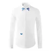Men's Casual Shirts Men's Minglu Cotton Male Luxury Butterfly Collar Embroidery Long Sleeve Mens Dress Slim Fit Party Man 4xl
