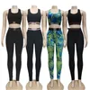 Hot Sell Letter Print Tracksuits For Women Sleeveless Crop Top And Sports Pants Casual Brand 2 Piece Sets J2377