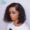 Bythair 13x6 hd transparente rendas frontais de cabelo humano perucas brasileiro bob bob ondulado com cabelos de bebê pré-arrancado cor natural para mulheres negras