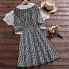 Japanska Mori Girl Höst Vår Kvinnor Klänningar Peter Pan Collar Elegant Kawaii Vestidos Färg Patchwork Corduroy Vintage Dress 210520