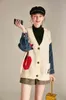 Damen-Strickpullover und Strickjacken, beige Pullover, Cartoon-Fuchs-Jeans, übergroßer Pullover mit Knöpfen, 210430