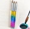 Fashional hot Nail Borstels Acryl Art Brush #8 10 12 14 UV Gel Carving Pen Vloeibaar Poeder DIY Tekening glitter Handvat nail schilderij borstel