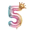 32 дюйма Rainbow Foil County Balloon с Crown Decor Свадебная годовщина вечеринка Латексные воздушные шары Детский день рождения воздушный шар