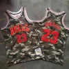 M N Vintage Chlcago Micheal #23 Swingman Mesh Brodery Logos Autentiska sydda baskettröjor Camo