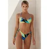 Sexy Bikini Swimsuit Mulheres Impressão de Beachwear Swimwear Swimwear Terno de Banho Lace Up Feminino Monokini Brasileiro Backless Push up 210621