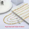 ORSA Klejnoty 14K Pozłacane Oryginalne 925 Sterling Silver PaperClip Neck Chain 6 / 9.3 / 12mm Naszyjnik Link Dla Mężczyzn Kobiety Biżuteria SC39 220222