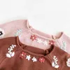 Born Boys Girls Embroider Jumpsuits Kleding Herfst Winter Baby Rompertjes Gebreide Lange Mouw Kinderen 210429