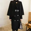 Winter Koreanisches Zweiteiliges Set Damen Cape Mantel Mantel + Elegantes Büro OL Kerb Zweireiher Kleider Anzug 210519