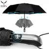 Résistant au vent parapluie entièrement automatique pluie femmes pour hommes 3 pliant cadeau Parasol luxe grand voyage voiture d'affaires 10K 210721
