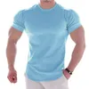 240 Män Spring Sporting Top Jerseys Tee Shirts Sommar Kortärmad Fitness Tshirt Cotton Mens Kläder Sport T Shirt