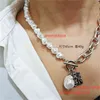 Collana di catene con perle irregolari barocche vintage 2021 Ciondolo geometrico Aangel Love Necklac per gioielli punk da donna