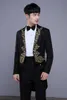 (jaqueta + calça) macho terno homens cantor traje bordado bordado tailcoat rabo swallowtail blazer host do baile de formatura de formatura x0909