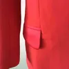High Street Стильный классический дизайнер Blazer женский зарезанный атласный воротник красный длинный куртка 210521