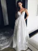 레이스 Boho 웨딩 드레스 2021 스파게티 스트랩 V 넥 웨딩 가운 비치 신부 드레스 Vestido de Noiva