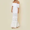 Kwiatowa Koronkowa Sukienka Kobiety Sling Cross Wedding Beach Elegancki Party Evening Slim Hollow Summer Dresses Femme Robe Casual