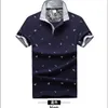 New Mens Printed Polos White Cotton Short Sleeve Camisas Stand Collar Male Shirt in stock