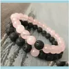 Tênis jewelrytennis couples bracelets amizade preto lava rock rosa quartzs naturais símbolos de pulseira elástica yoga homem mulher1 gota de gota