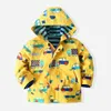 W510 Spring Autumn Baby Boys Jackets Coat Cartoon Cars Printed Hooded Outwear Jacket Coats