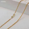VOJEFEN AU750 18k Real Yellow Gold Rope Chain Necklace For Women/Men Twist Chains Choker Necklaces Fine Jewelry Birthday Gift 220209