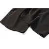 نساء 100٪ الحرير الخالص كريب الحرير الأسود مرونة الخصر كابري السراويل السراويل مع جيوب JN553 Q0801