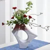 Vases Kit de Vase esthétique ensemble de Support de luxe en céramique minimaliste Pot de plante nordique petite étagère géométrique Jarrones maison décoration HP50