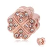 925 Sterling Silver Charms Flower Heart 18K Rose Gold Fit Original Europeisk Bead DIY Bracelet Pandora Charm Mode Smycken Tillbehör