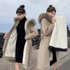 Veste d'hiver en duvet pour femme, édition Han, longue au-dessus du genou, ample, taille fine, manteau de fourrure Parker 211018