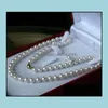 Perlenketten Anhänger Schmuck 8 mm weiße Südsee-Muschel-Perlen-Halskette 18 Zoll Add-Ohrring-Set Drop Lieferung 2021 Ylfzq