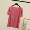 T-shirt femme T-shirt femme T-shirts oversize 2022 Mode d'été Vêtements décontractés Manches courtes Plus Size Tops Ice Silk O Neck Camiseta Mujer