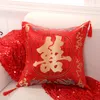 Oreiller brodé rouge chinois couvre nouvel an saint valentin cadeaux de mariage oreillers décoratifs décor à la maison glands housse de coussin