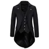 Retro Mens Gothic Blazers Jacket Coats Medeltida Steampunk Män Blazer Fake Två Pieces Victorian Tuxedo Coat Men Cosplay Kostym 211011