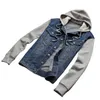 Homens Denim Hooded Sportswear Outdoor Casual Moda Jeans Jaquetas Hoodies Cowboy Homens e Casaco Plus Size 211214