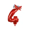 Party Decoration 2st 30 '' Red Blue Number Balloon Mini Plane Fire Truck Folie Ballon 1 2 3 4 5 6 7 8 9 år Födelsedag dekorationer Barnleksaker