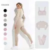 Seamless yoga set di allenamento vestiti per le donne sport tuta sportiva palestra abbigliamento fitness vestiti manica lunga vestito abito sportswear 210813