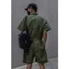 Été Cargo Shorts Combinaison Ensemble Survêtement Lâche À Manches Courtes Combishort Cool Jump Suit Hommes Gothique Salopette Streetwear Hommes Vêtements X0909