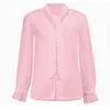 Women Chiffon Blouses Spring Long Sleeve V Neck Pink Shirt Office Blouse Slim Casual Tops Female Plus Size 210428