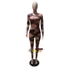 Women's Two Piece Pants Black Nude Plaid Print Sexy 2 Piece Set Women Club Outfits Mesh Sheer Bodycon Jumpsuit Matching Sets