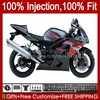 Kroppsinsprutningsform för SUZUKI GSXR-750 GSXR 750cc 600cc 750 600 CC 2004 2005 43NO.38 GSXR600 GSXR750 K4 04 05 GSXR-600 GSX-R750 2004-2005 OEM Fairing Kit Grå svart