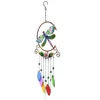 Oggetti decorativi Figurine 1Pc Windbell in metallo Ciondolo in lastra di vetro a sette colori Creative Iron Art