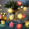 Brillant Rose Fleur Décoratif Guirlande Batterie Cuivre LED Fée Guirlande Lumineuse Pour Noël Décoration De Mariage Événement De Fête 10 PCS