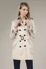 Womens Trench Coats Hot Classic! Kvinnor England Middle Long Coat Double Breasted Belted Trench för S-XXL