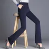 Women's Pants & Capris Plus Size Office Ladies Style Flared Soild Skinny High Waist Female Trousers Full Length Slim With Pockets