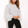 Kadınlar Polka Dot Blusas Gömlek Bahar Moda O Boyun Uzun Kollu Bluz Femininas Rahat Tops Artı Boyutu 4XL 5XL Gömlek 210323