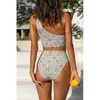 MYTENG Sexy Irregular One Shoulder Swimsuit Women Bikinis High Wais Bathing Suit Summer Vintage Print Swimwear Beachwear Biqiuni 210722