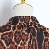 Loose Print Leopard Trench For Women Stand Collar Long Sleeve Casual Vintage Windbreaker Female Fashion 210524