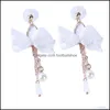 Jewelry Dangle & Chandelier Personality Fashion Sweet Girl Heart Lace Bow Earrings Pearl Tassel Pendant Female Aessories Wild Crystal Simple