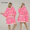 Vêtements de nuit licorne pour filles surdimensionnées Family Look Homewear Couverture Sherpa en polaire en peluche, si vous avez besoin de deux sweats à capuche, veuillez en commander deux H0909